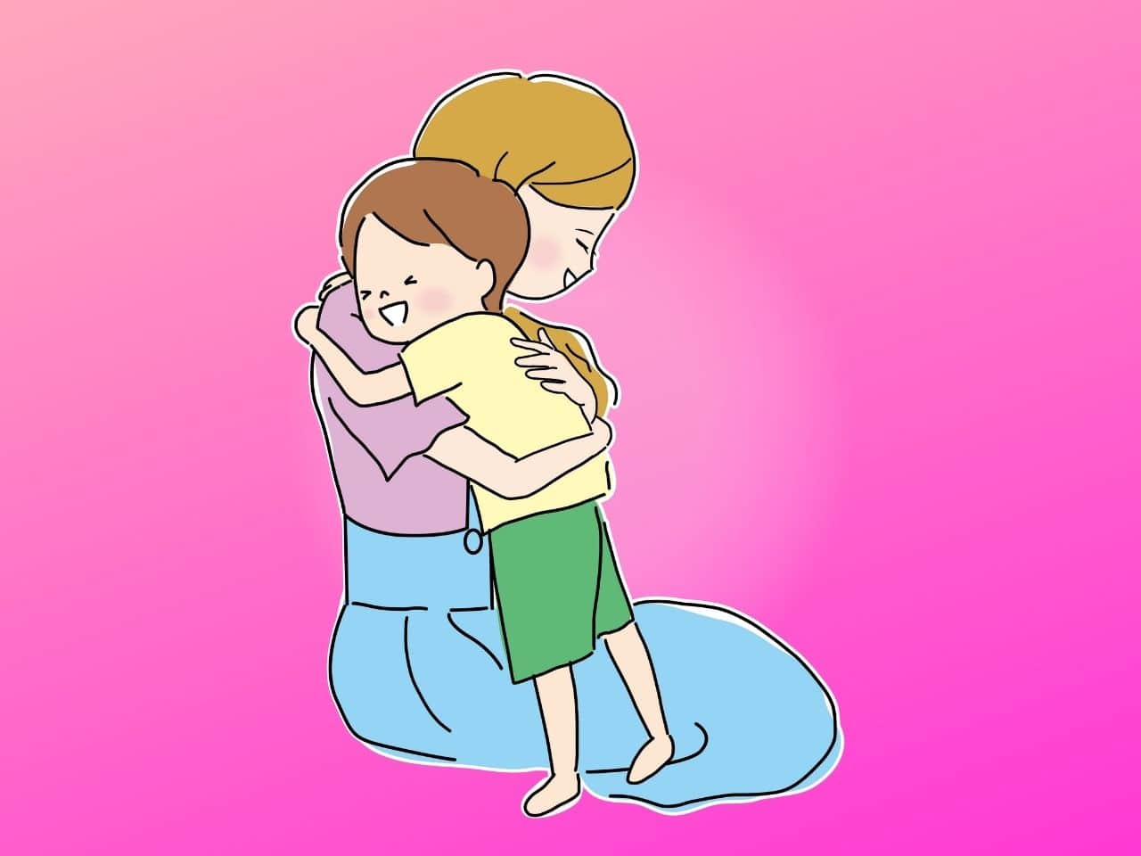 抱きしめあう母と息子